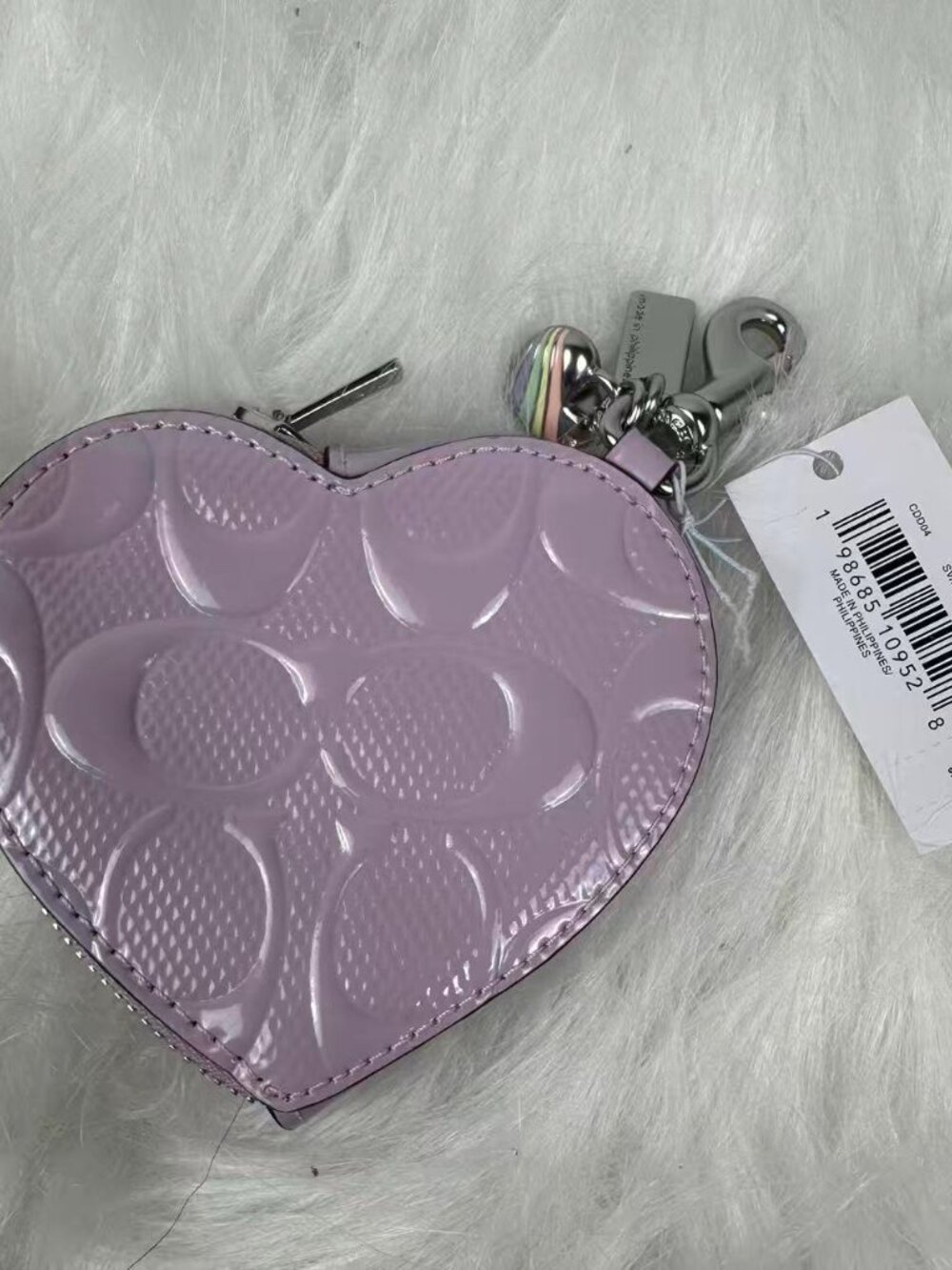 Coach Heart Bag Charm In Signature Leather With Heart Charm CDD04 NWT - Picture 5 of 5